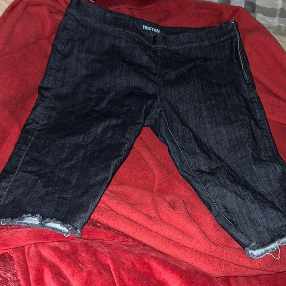 Tristan dark blue wash capris shorts with losse hem Sz L - Picture 8 of 13
